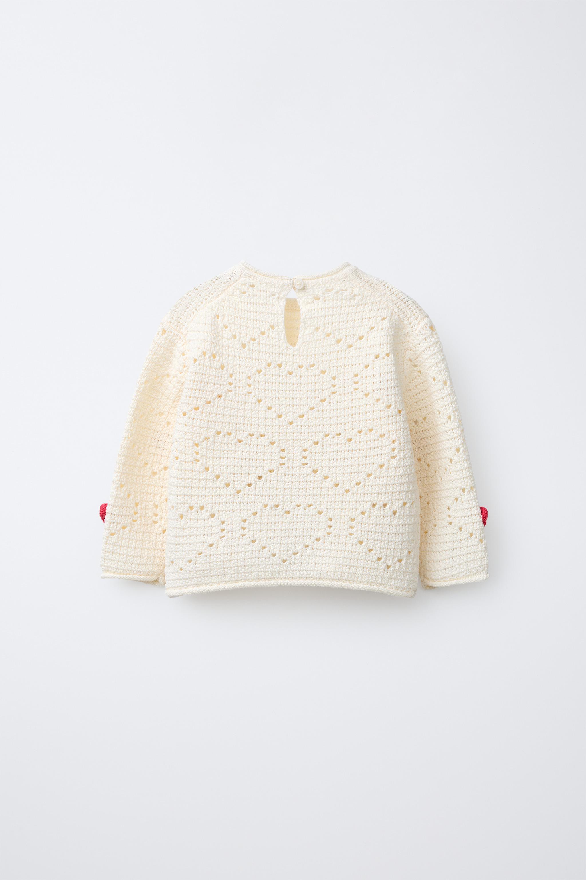 PULL EN MAILLE CROCHET CŒURS